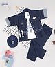 MASHUP Cotton Half Sleeves Mechanic Theme Tee & Pant With Jacket & Cap Set - Blue