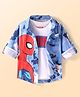 Babyhug Marvel Single Jersey Knit Full Sleeves Shirt With Spiderman Graphcis & Inner Sleeveless T-Shirt - Light Blue & White