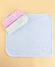 Simply Terry Knit Hand & Face Towels with Elephant Embroidery L 31 x B 31 cm Pack of 3 - Mint & Pink