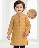Babyhug Cotton Full Sleeves Floral Printed Kurta - Mustard