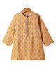 Babyhug Cotton Full Sleeves Floral Printed Kurta - Mustard