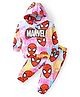 Babyhug Marvel Terry Knit Full Sleeves Hooded Sweatjacket & Joggers Set with Spiderman Graphics - Red Pink & Blue