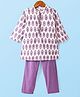 Babyhug Cotton Woven Full Sleeves Floral Printed Kurta Pyjama Set - Lilac