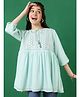 ISHTI Three Fourth Sleeves Sequin Embellished Thread Work Embroidered Top - light Green