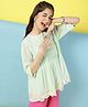 Ishti Lurex Three Fourth Sleeves Floral Embriodered Top - Pista