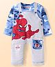 Babyhug Marvel Single Jersey Knit Full Sleeves T-Shirt & Full Length Dungaree Set with Spider-Man Graphics - Light Grey