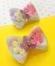 Little Tresses Set Of 2 Designer Bow With Flowers Detailed Alligator Clips - Pink Yellow & Purple