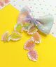 Little Tresses Designer Bow with Dangling Leaves Alligator Clip - Yellow Pink & Blue
