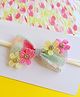 Little Tresses Colorful Bow With Flowers Soft Headband - Pink Yellow & White