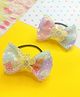 Little Tresses Set Of 2 Colorful Lace With Flower Rubberbands - Yellow Pink & Blue
