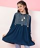 ISHTI Three Fourth Sleeves Sequin Embellished & Embroidered Top - Dark Blue