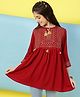 ISHTI Three Fourth Sleeves Sequin Embellished & Embroidered Top - Maroon