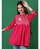 ISHTI Three Fourth Sleeves Sequin Embellished & Embroidered Top - Pink