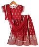 Babyhug Woven Half Sleeves Brocade Lehenga Choli & Dupatta Set with Sequin Detailing - Maroon