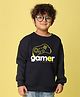 NUSYL Fleece Full Sleeves Gamer Text Printed Oversized Sweatshirt - Navy Blue