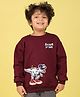 NUSYL Fleece Full Sleeves Dinosaur Printed Oversized  Sweatshirt - Burgundy