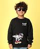 NUSYL Fleece Full Sleeves Dinosaur Printed Oversized  Sweatshirt - Black