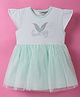 Wonderchild Half Sleeves Striped Stone Embellished Dress - Sea Green