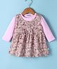 Wonderchild Floral Printed Dress With Full Sleeve Solid Inner Tee - Pink
