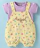 Wonderchild Cat Embroidered Romper With Half Sleeves Tee - White & Lemon Yellow