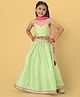 Nauti Nati Ethnic Foil Printed & Lace Embellished Coordinating Lehenga Choli With Dupatta Set - Green