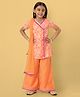 Nauti Nati Half Sleeves Floral Printed Lace Embellished Angrakha Kurta With Palazzo & Dupatta - Orange