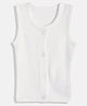 RVK Sleeveless Solid Stretchable Cardigan Sweater- White