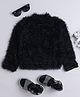 Taffykids Fur Full Sleeves Solid Party Sweatshirt - Black