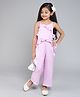 Taffykids Singlet Ruffle Detailed Asymmetric Solid Top With Coordinating Pant Set - Lilac