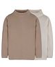 RVK Knit Pack Of 2 Full Sleeves Solid Stretchable Abstract Printed Skivi Tee - Off White And Skin