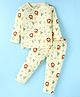 Doreme Single Jersey Full Sleeves Lion Printed Night Suit - Beige