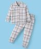 Doreme Cotton Knit Full Sleeves Checkered Night Suit - Cream