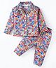 Doreme Cotton Knit Full Sleeves Floral Printed Night Suit - White
