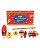 Desi Toy Nostalgia Toys Festival Gift Box (Combo of 6)  Wooden Spinning Top Lattu, Steam Boat, Tin Clicker, Tin Spinning Top, Handcrafted Pencil, Windup Tin Classic Toy Car |Indian Playset for Kids, Children