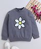 Aww Hunnie Cotton Terry Full Sleeves Floral Printed Sweatshirt - Grey