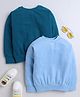 Aww Hunnie Pack Of 2 Cotton Terry Full Sleeves Solid Sweatshirts - Green & Blue