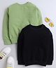 Aww Hunnie Pack Of 2 Cotton Terry Full Sleeves Solid Sweatshirts - Black