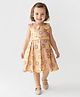 Bonfino Woven Sleeveless Textured Party Dress With Peter Pan Collar - Yellow