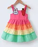Kookie Kids Cotton Sleeveless Frock with Bunny & Carrot Patch - Multicolor