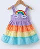 Kookie Kids Cotton Sleeveless Frock with Bunny & Rainbow Patch - Multicolor