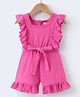 Kookie Kids Cotton Frill Sleeves Jumpsuit - Fuchsia