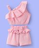 Kookie Kids Cotton Sleeveless Top & Shorts Set with Bow Applique - Pink