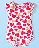 Babyhug 100% Cotton Knit Frill Sleeves Heart Printed Onesie - White & Red