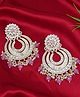 I Jewels Gold Plated Kundan & Pearl Chandbali Earrings for Women - Lavender