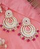 I Jewels Gold Plated Kundan & Pearl Chandbali Earrings for Women - Dark Pink