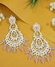 I Jewels Gold Plated Traditional Kundan & Pearl Drop Dangle Chandbali Earrings For Women - Lavender