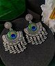 I Jewels Silver Oxidised Afghani Style Peacock Feather Earrings For Women - 40 g