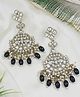 I Jewels Gold Plated Traditional Kundan & Pearl Dangle Chandbali Earrings For Women - Black