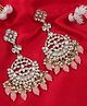 I Jewels Gold Plated Traditional Kundan & Pearl Dangle Chandbali Earrings For Women - Peach
