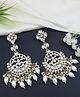 I Jewels Gold Plated Traditional Kundan & Pearl Dangle Chandbali Earrings For Women - White